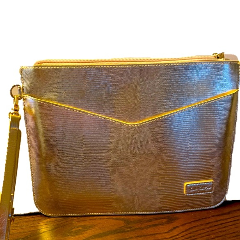 LILY PULITZER Gold Envelope Clutch